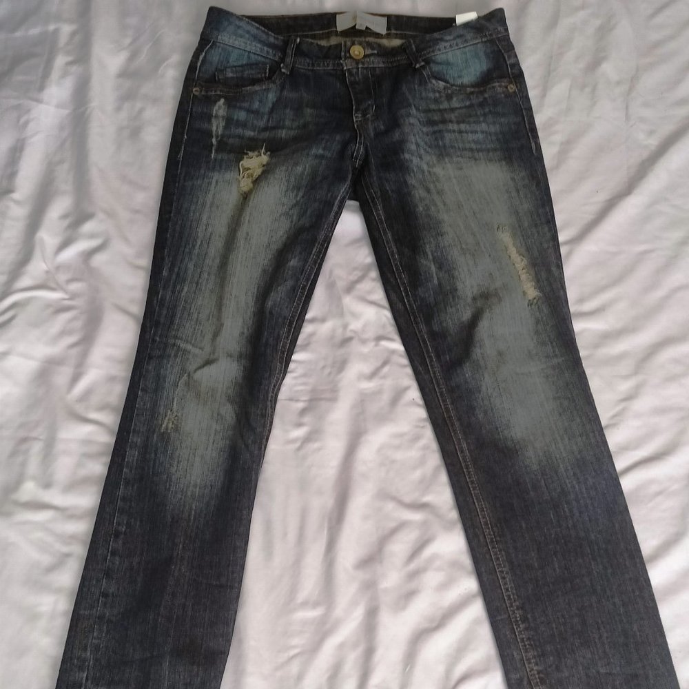 Rewind Blue Denim Wash Boot Cut Legs